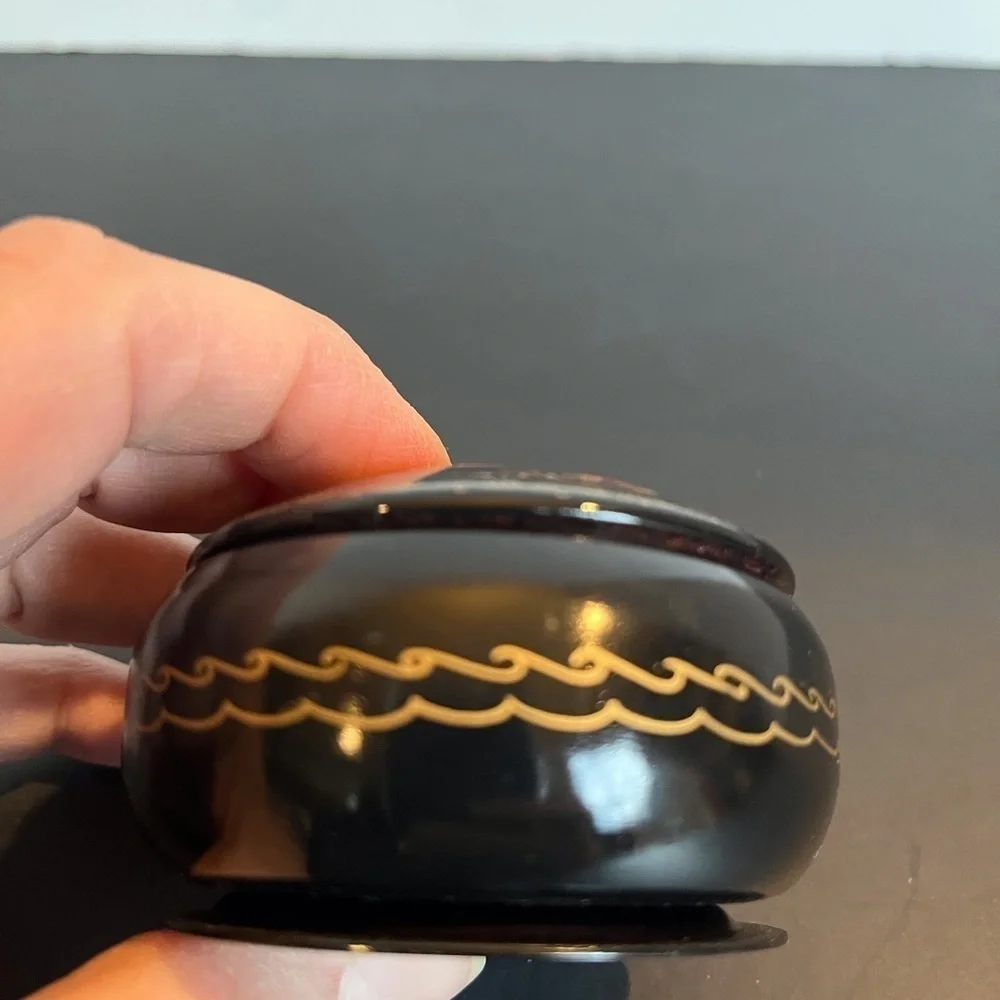 Vintage Russian Lacquered Hand-painted Metal Trinket Box Milk Girl